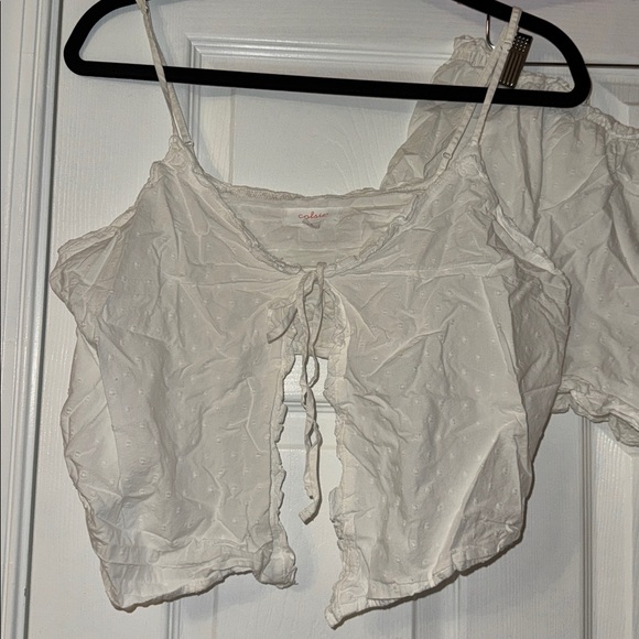 White Ruffe Pajama Set - Picture 3 of 5